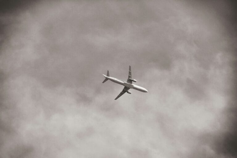 grayscale photo on plane