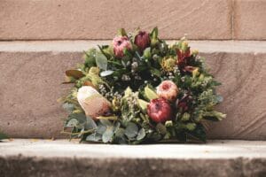 Blog pink and green flower bouquet